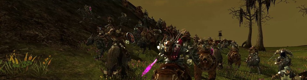 A mounted warband riding across the fields of Agon